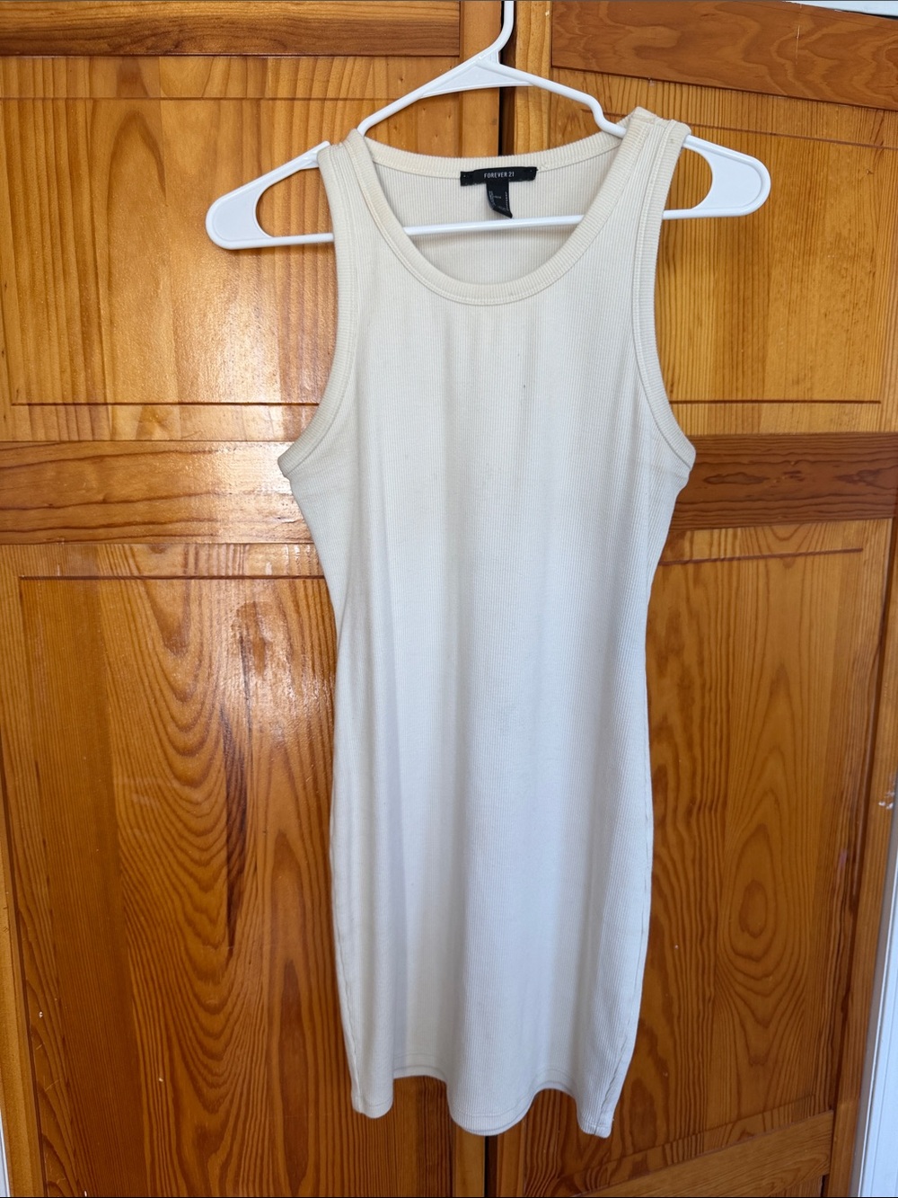 Forever 21 Cream Ribbed Tank Mini Dress